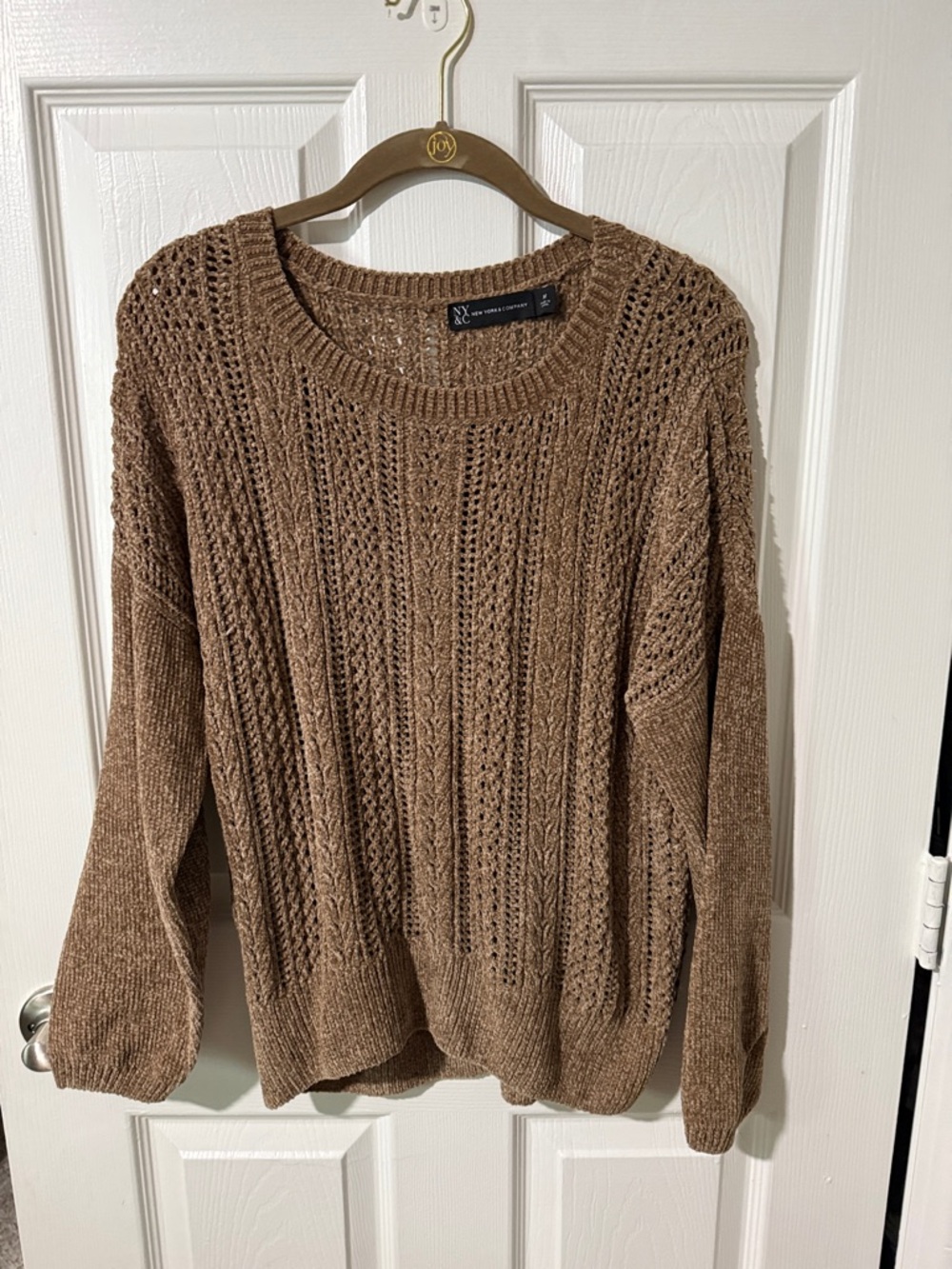 New York & Company Open Weave Taupe Sweater